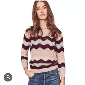 LoveShackFancy Chic Wave Pattern Crew Neck Sweater Small